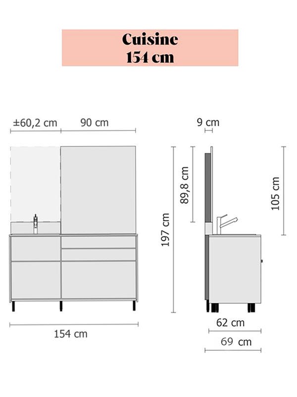 Dimensions Cuisine Mobilier 154 droite Spoon and Room