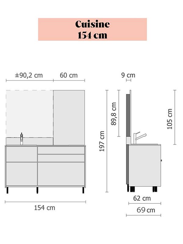 Dimensions Cuisine Mobilier 154 gauche Spoon and Room