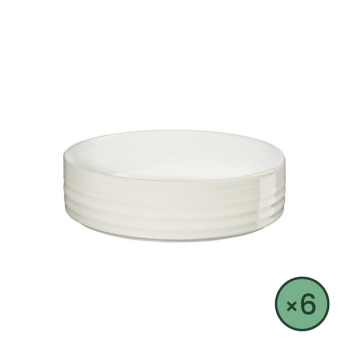 Assiette creuse Re:Glaze en grès blanc recyclé d.19 cm - lot de 6