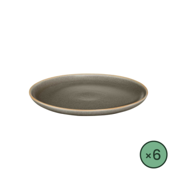 Assiette à dessert Saisons marron beluga en grès d.21 cm - lot de 6