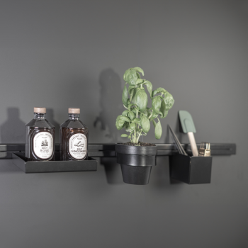 Pack cuisine pour barre de crédence - étagère, cache-pots & pot à ustensiles