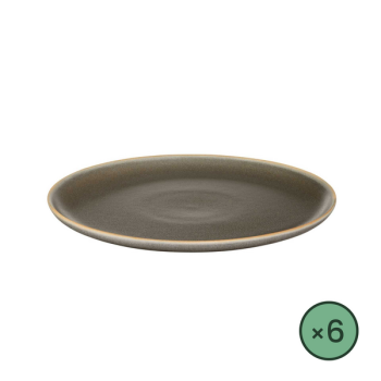 Assiette Saisons marron beluga en grès d.26,5 cm - lot de 6
