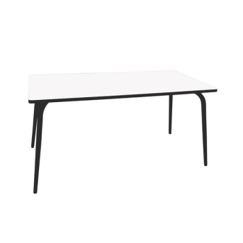 Table Retro Véra Rectangulaire 160×80 cm – Stratifié uni Blanc - Pieds Noirs