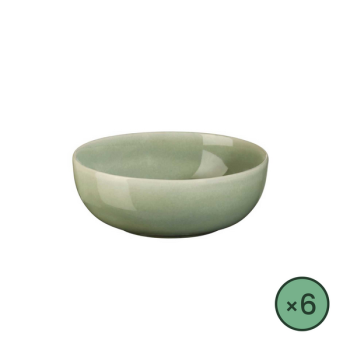 Bol Saisons vert agave en grès d.15 cm - lot de 6