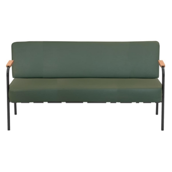 Canapé Barnabé en simili-cuir vert kaki - pieds acier noir