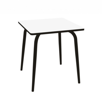 Table Retro Véra Carrée 70x70 cm– Stratifié uni Blanc - Pieds Noirs