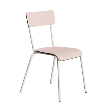 Chaise Suzie rose poudré, pieds blancs