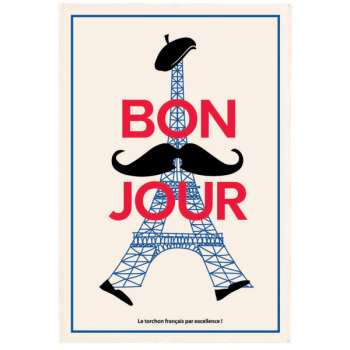 Torchon Bonjour Ecru 48 x 72 cm