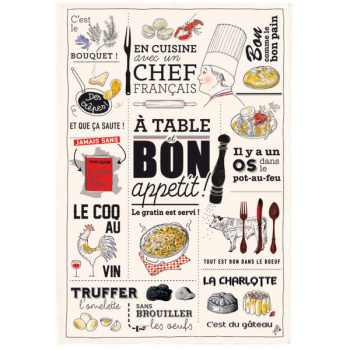 Torchon Cuisine Française Ecru 48 X 72