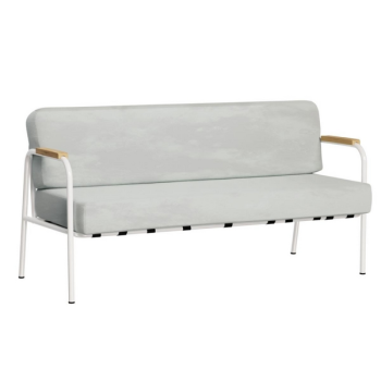 Canapé Barnabé en velours gris perle - pieds acier blanc