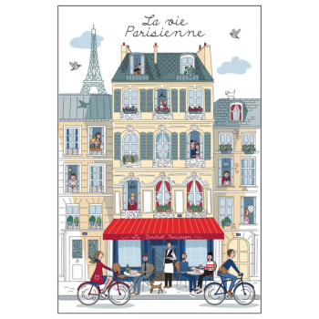 Torchon La Vie Parisienne Blanc 48 x 72 cm