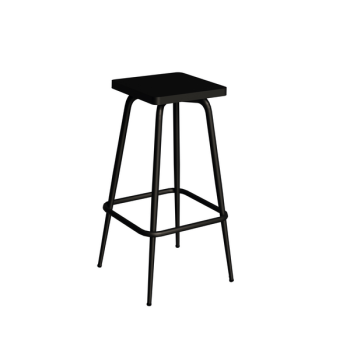 Tabouret de bar Marcel 65 cm, noir pieds noirs