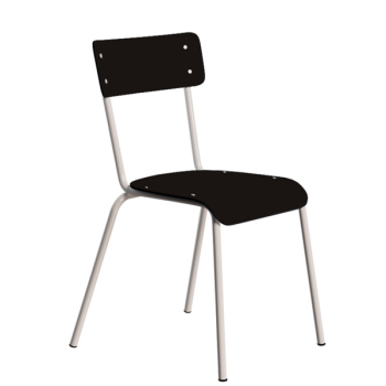 Chaise Suzie noire, pieds blancs